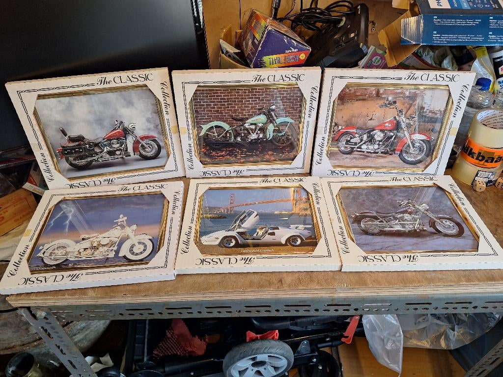 Vintage Lamborghini + Harley Davidson ingelijste foto's, Ophalen of Verzenden, Nieuw, Motoren