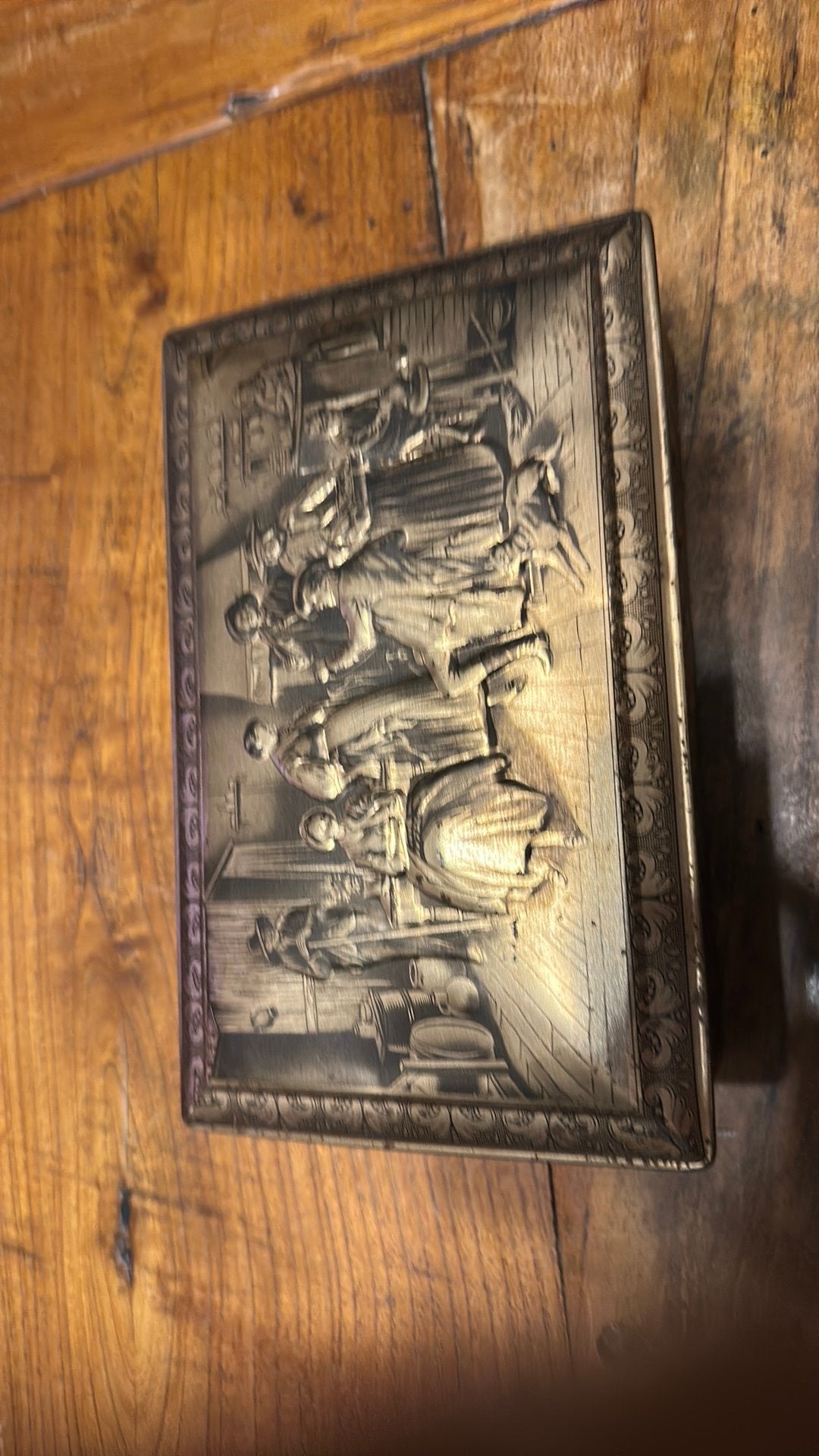 Antike metaal doos, Ophalen of Verzenden