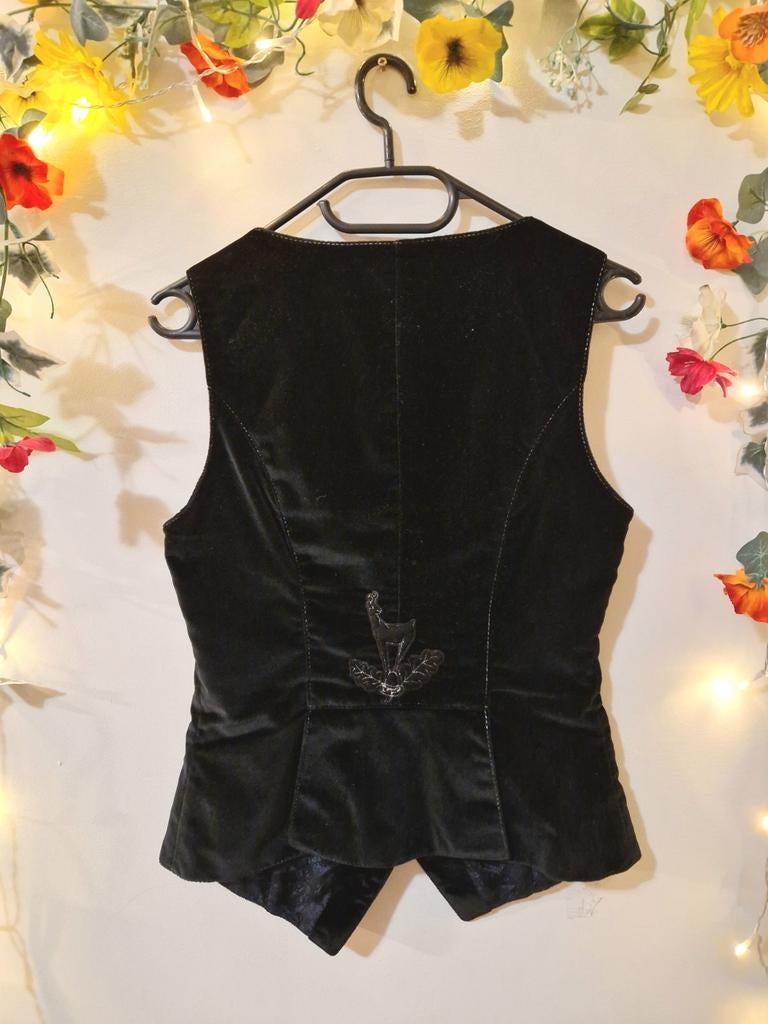 Hoge kwaliteit vintage velvet designer MEINDL couture gilet, Ophalen of Verzenden, Zo goed als nieuw, Maat 36 (S), Zwart