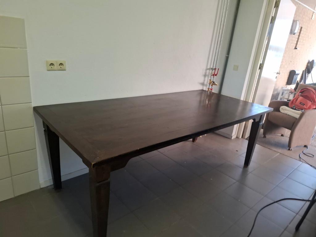 Grote gezellige eikenhouten eettafel 220x101cm, Huis en Inrichting, Tafels | Eettafels, Ophalen