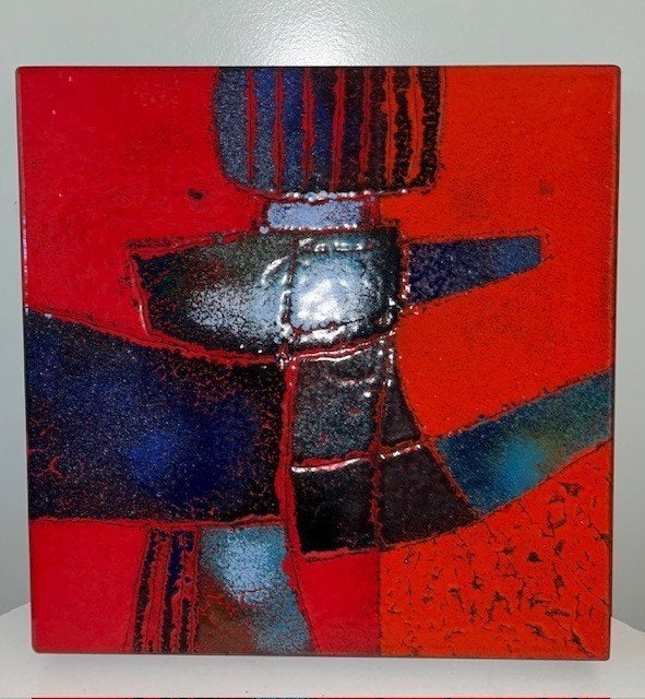 Vintage wand decoratie; abstracte kunst, Metaal, Gebruikt, Wandhanger, 32 cm