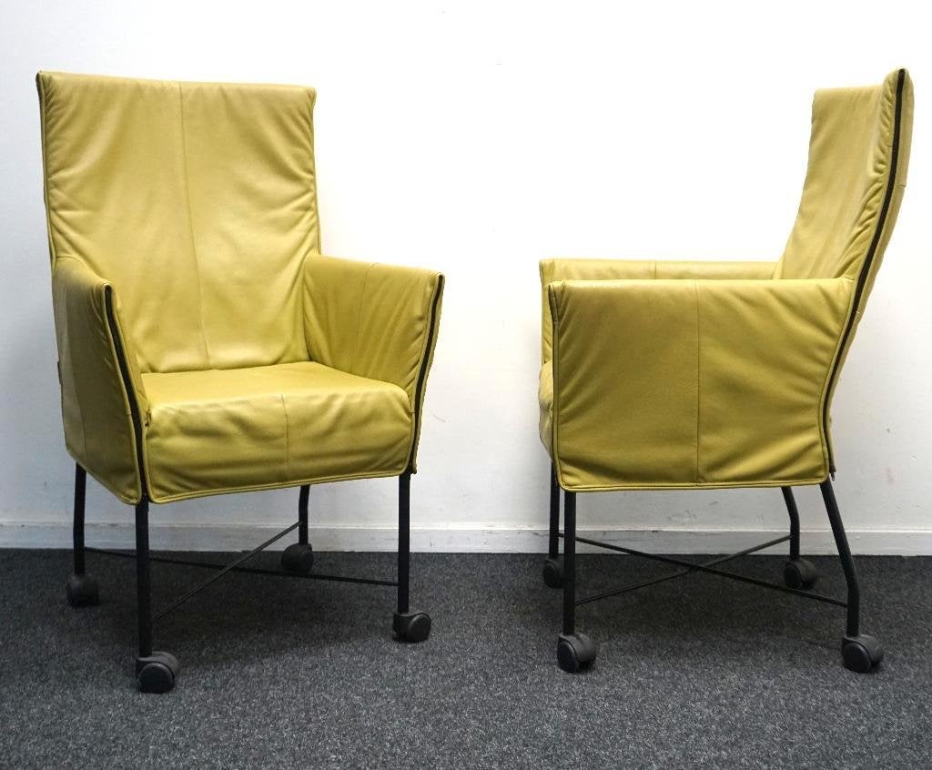 Montis Chaplin Design Stoel | Lime groen Leer | Verrijdbaar