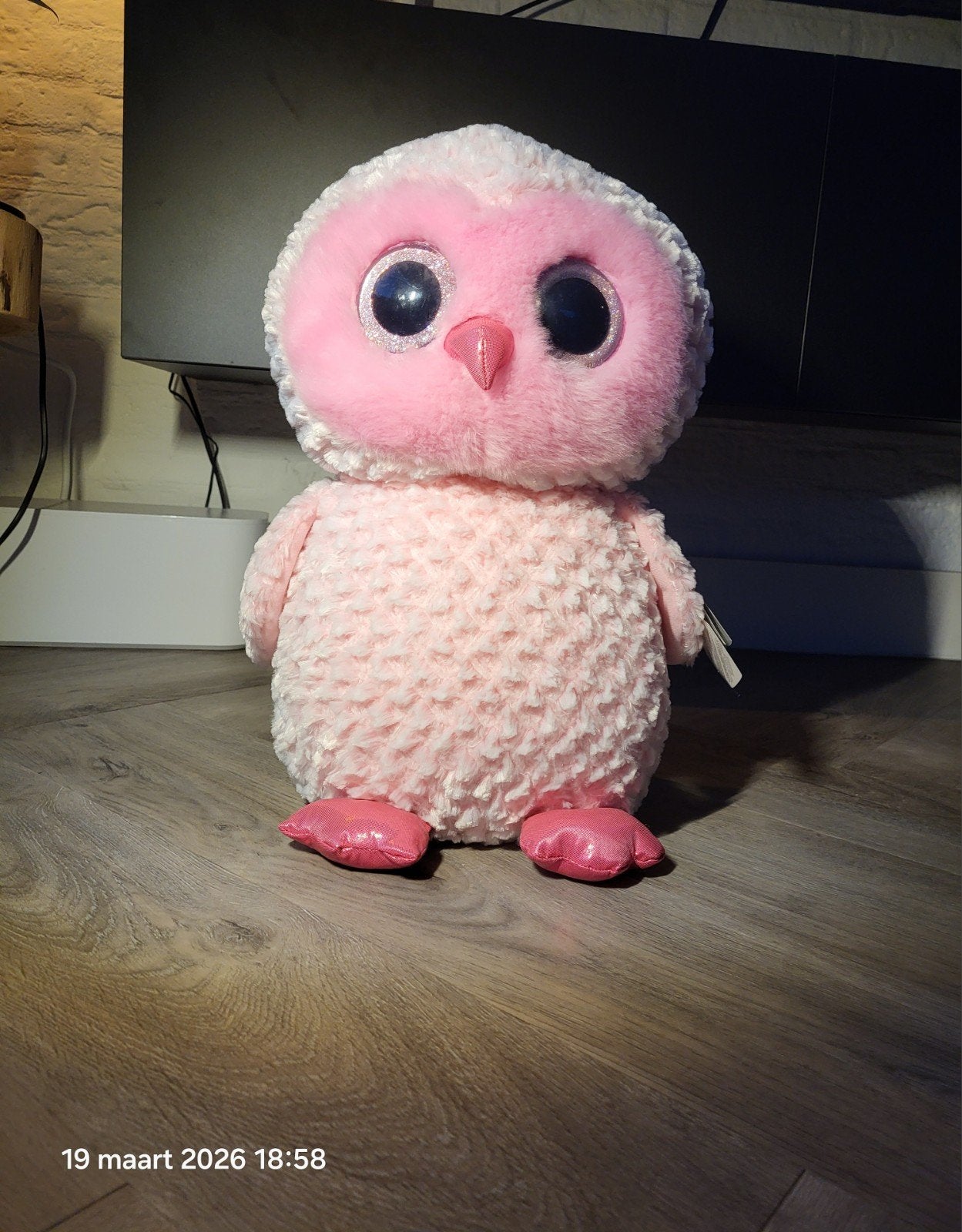 Ty knuffel uil, Ophalen of Verzenden, Zo goed als nieuw, Middelgroot (20 tot 80 cm), Roze