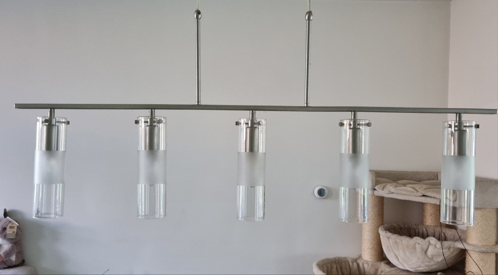 Moderne glazen hanglampen en wandlampen set, 100 tot 150 cm, 100 tot 150 cm, Zo goed als nieuw, Glas