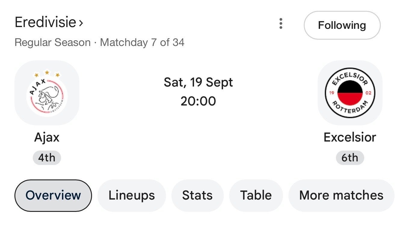 Ajax - Excelsior vak 410