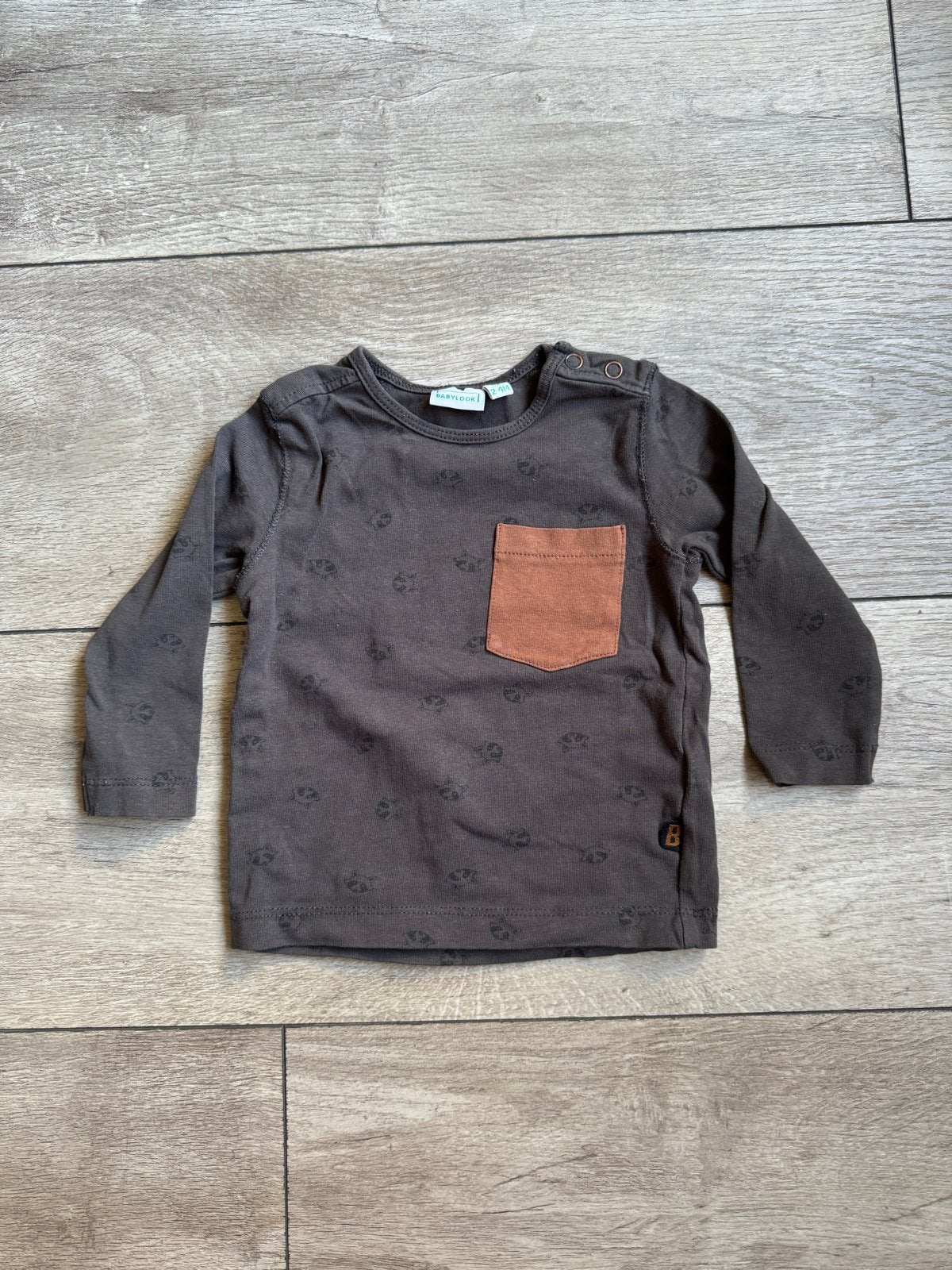 Babylook longsleeve met print en borstzakje, maat 62, Ophalen of Verzenden, Gebruikt, Jongetje, Shirtje of Longsleeve