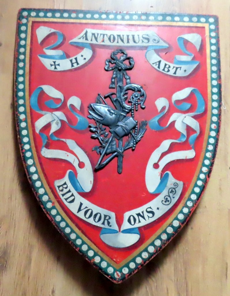 Uit inboedel: Antiek processieschild H.Antonius Abt, incl ve, Verzenden