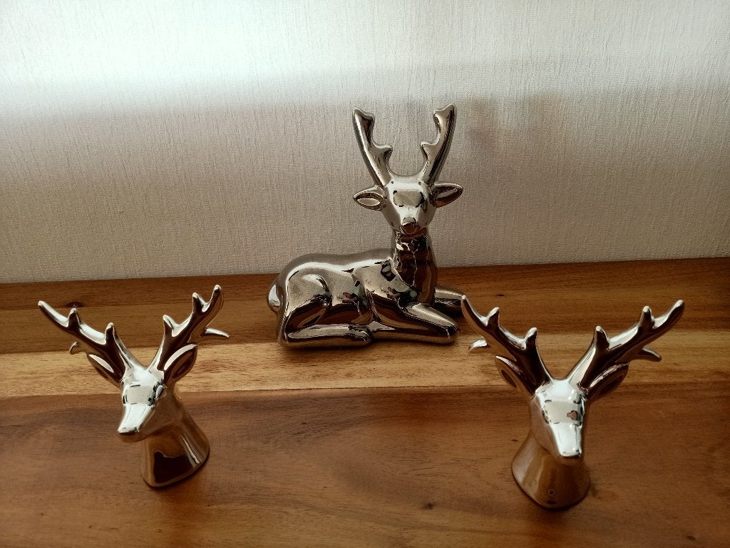 3 beeldjes van een rendier / hert / eland, Ophalen, Gebruikt, Dier