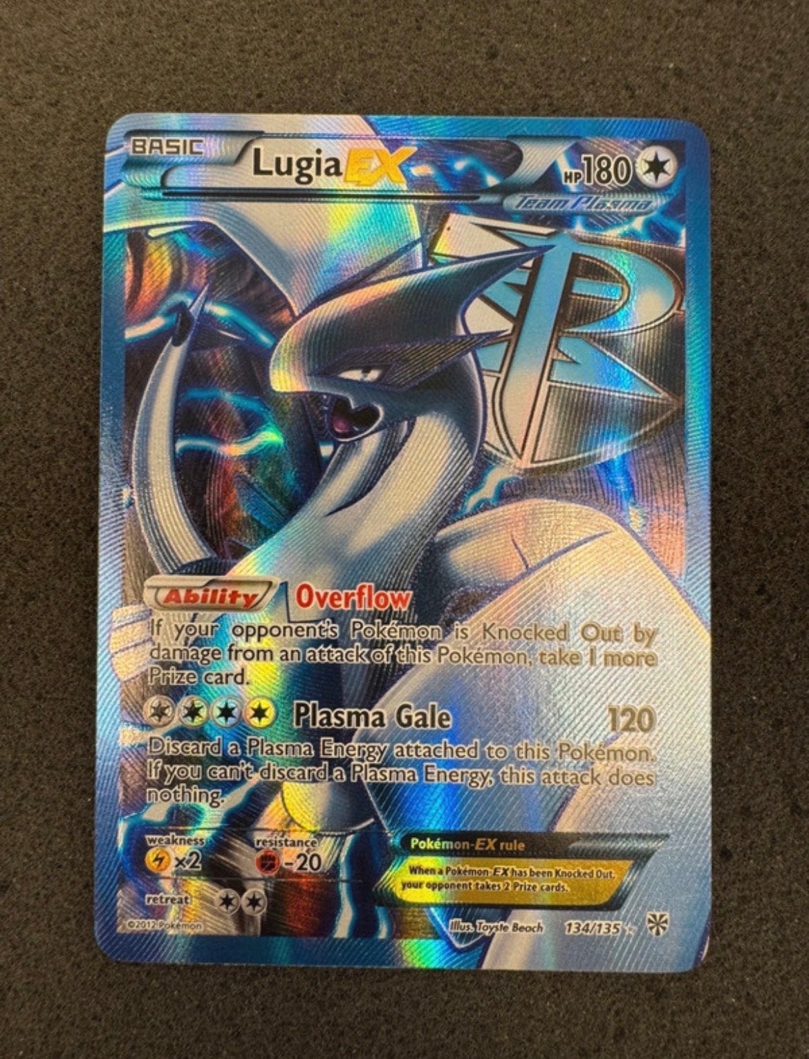 Lugia EX 134/135 Plasma Gale Pokemon Kaart, Ophalen of Verzenden, Zo goed als nieuw, Losse kaart, Foil