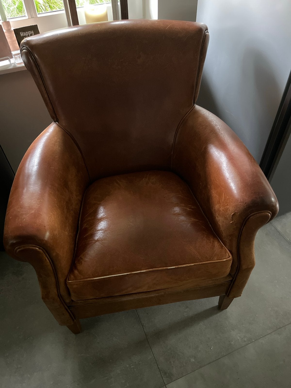 Lounge Atelier Leren Fauteuil - Cognac Bruin, Ophalen, Gebruikt, Bruin, Leer