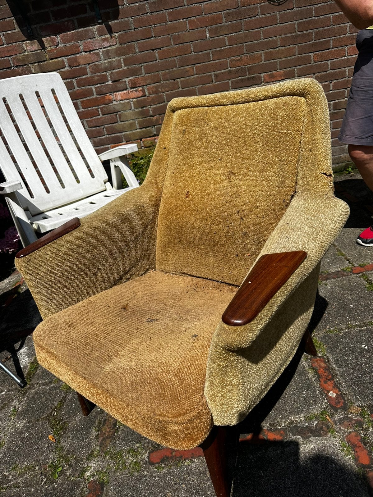 Vintage jaren 50 design stoelen 2x.Theo Ruth ?, Ophalen, 75 tot 100 cm, Stof, 50 tot 75 cm