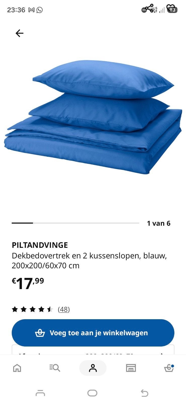 Nieuw IKEA Piltandvinge dekbedovertrek 200x200cm blauw, Blauw, Dekbedovertrek, Overige materialen, Ophalen of Verzenden