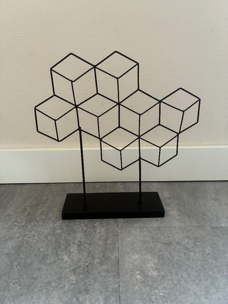 Decoratief metalen kubusrekje - Zwart, Zwart, Ophalen of Verzenden, Zo goed als nieuw, Metaal