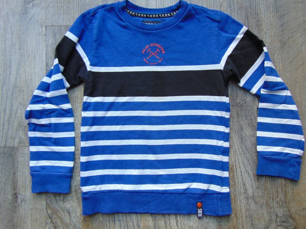 Skurk sweater trui blauw gestreept maat 110 / 116 truitje, Skurk, Trui of Vest, Ophalen of Verzenden, Zo goed als nieuw