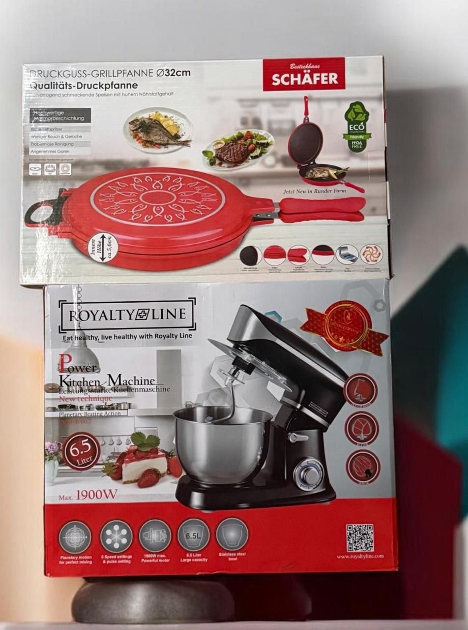 Royalty Line Keukenmachine 6.5L - 1900W - Zwart, 4 liter of meer, Ophalen, Nieuw, 3 snelheden of meer