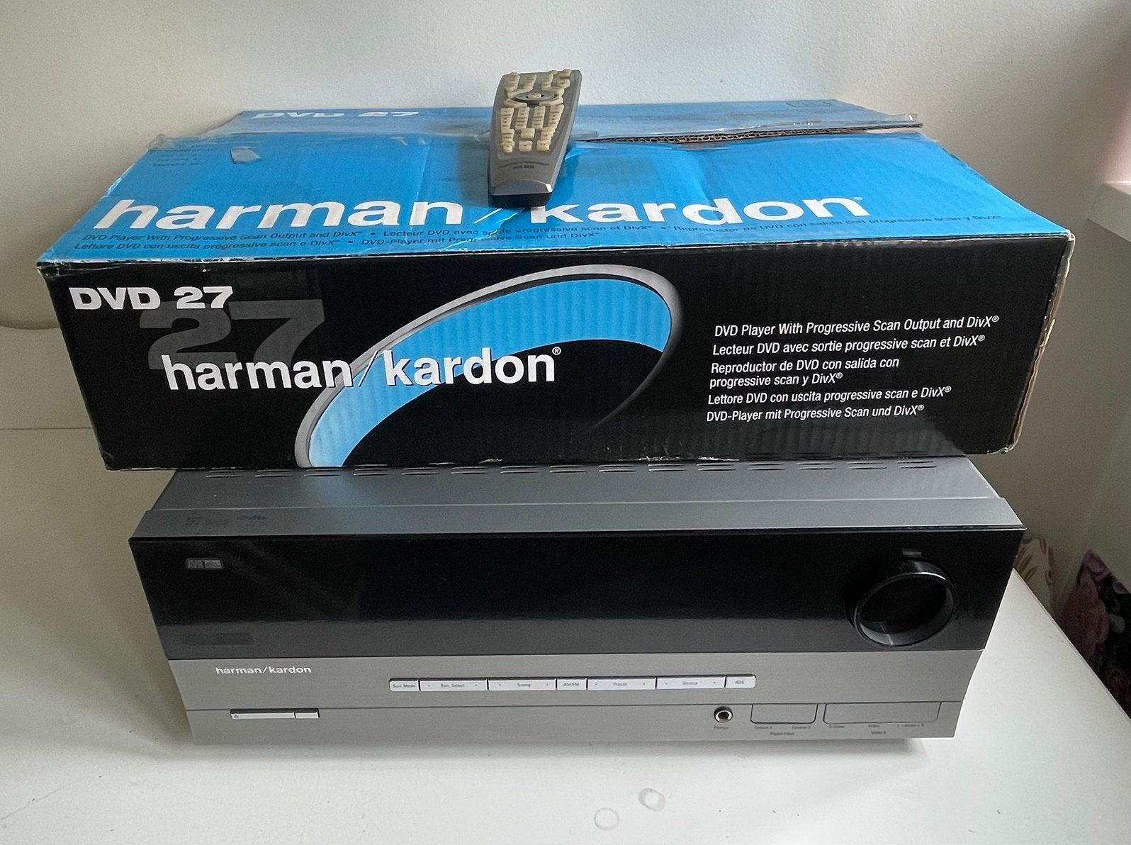 Harman Kardon Versterker - CD-DVD speler en afstanbediening, Ophalen, Zo goed als nieuw, 120 watt of meer, Overige merken