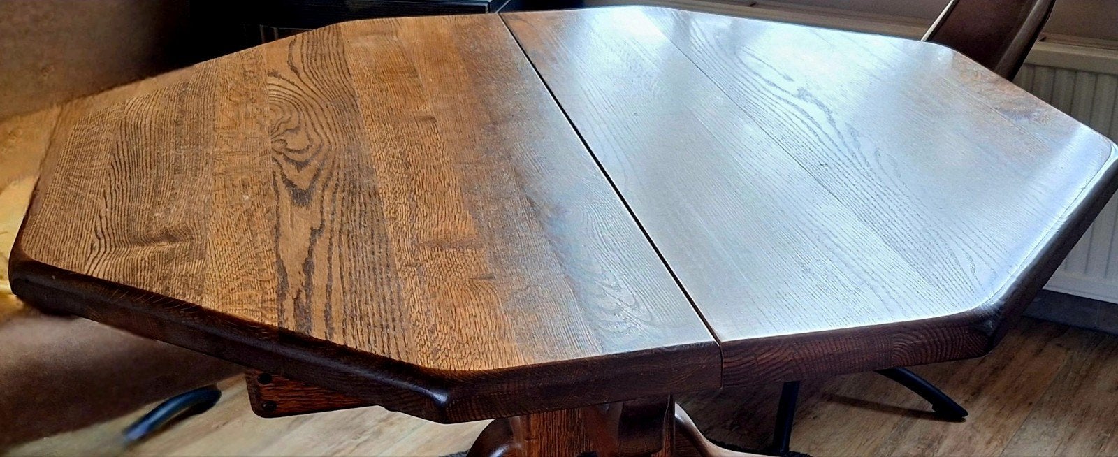 Eiken uitschuifbare tafelblad, Huis en Inrichting, Ophalen, Rond, 100 tot 150 cm