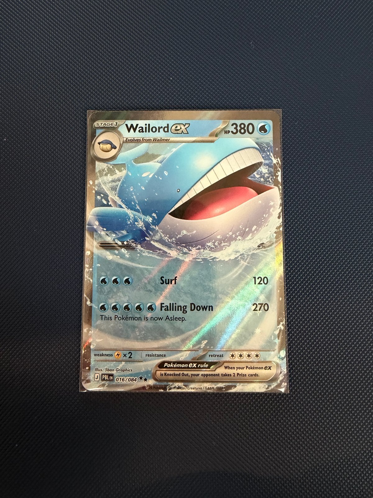 Wailord EX Pokémon Kaart - Zeldzaam en in Topstaat!, Ophalen of Verzenden, Zo goed als nieuw, Losse kaart, Foil