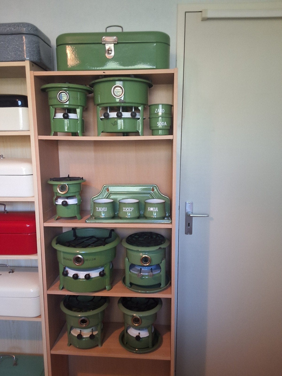 😯👌Vintage groen emaille keukengerei gebruikers klaar👍, Ophalen of Verzenden