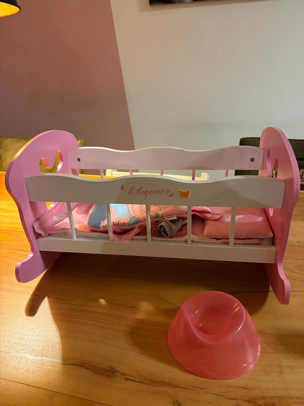 Roze poppenwiegje 'Elegance' met accessoires, Ophalen, Gebruikt, Overige typen