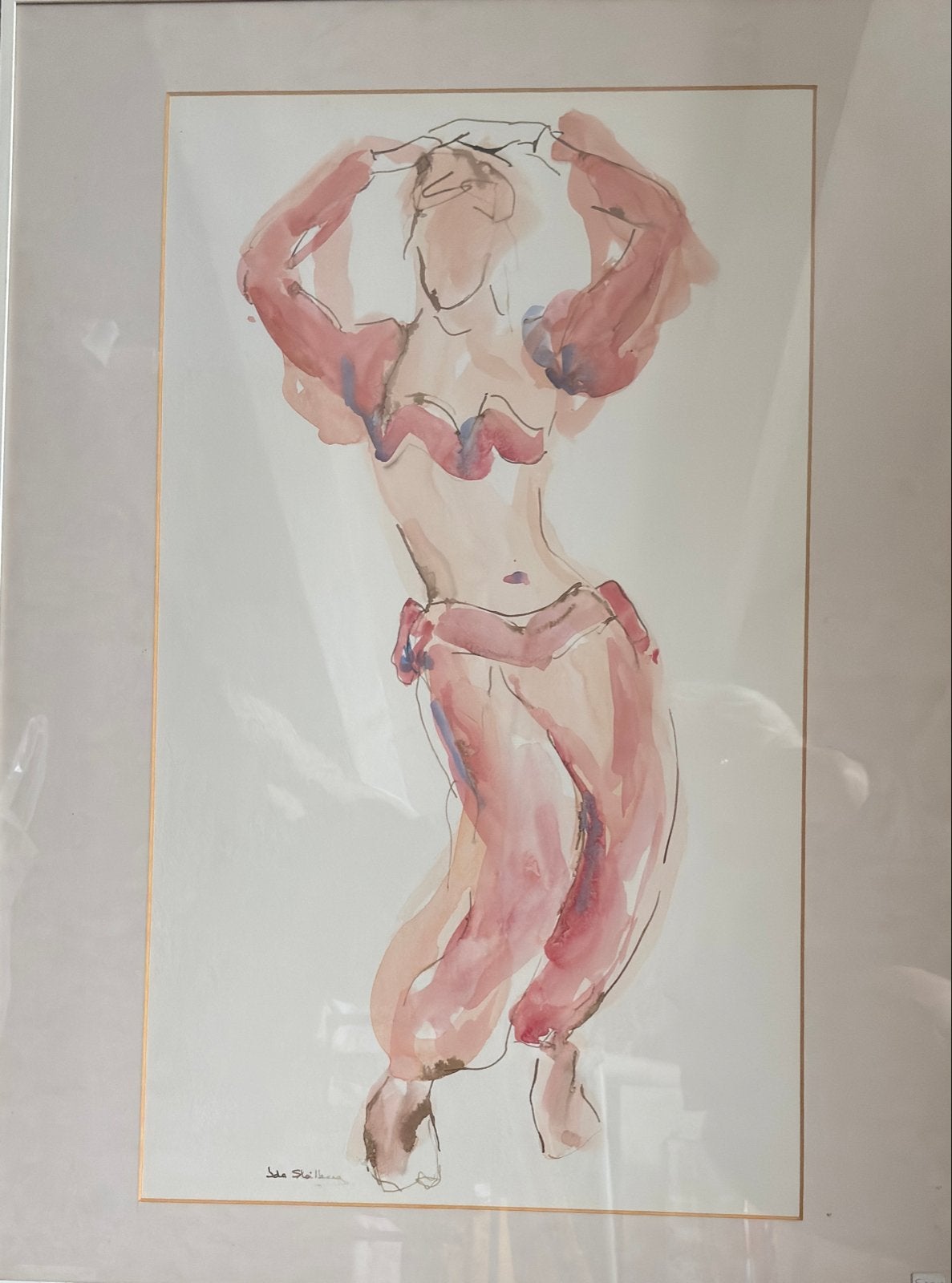 Aquarel van Ida Steilberg: Danseres in beweging, Antiek en Kunst, Kunst | Schilderijen | Modern, Ophalen, Figuren, Aquarel, Papier/karton