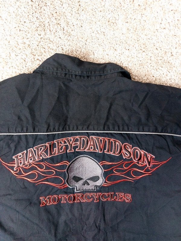 Harley Davidson Overhemd Heren XL Zwart Skull Biker USA Kato, Zwart, Maat 56/58 (XL), Ophalen of Verzenden, Zo goed als nieuw