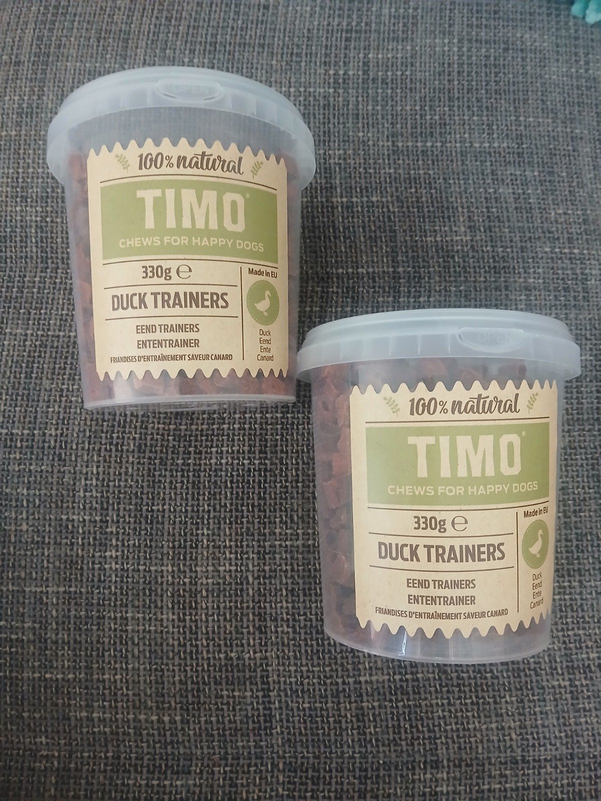 2x TIMO TRAINERS, 330GR, EEND EN HERT, Ophalen, Hond