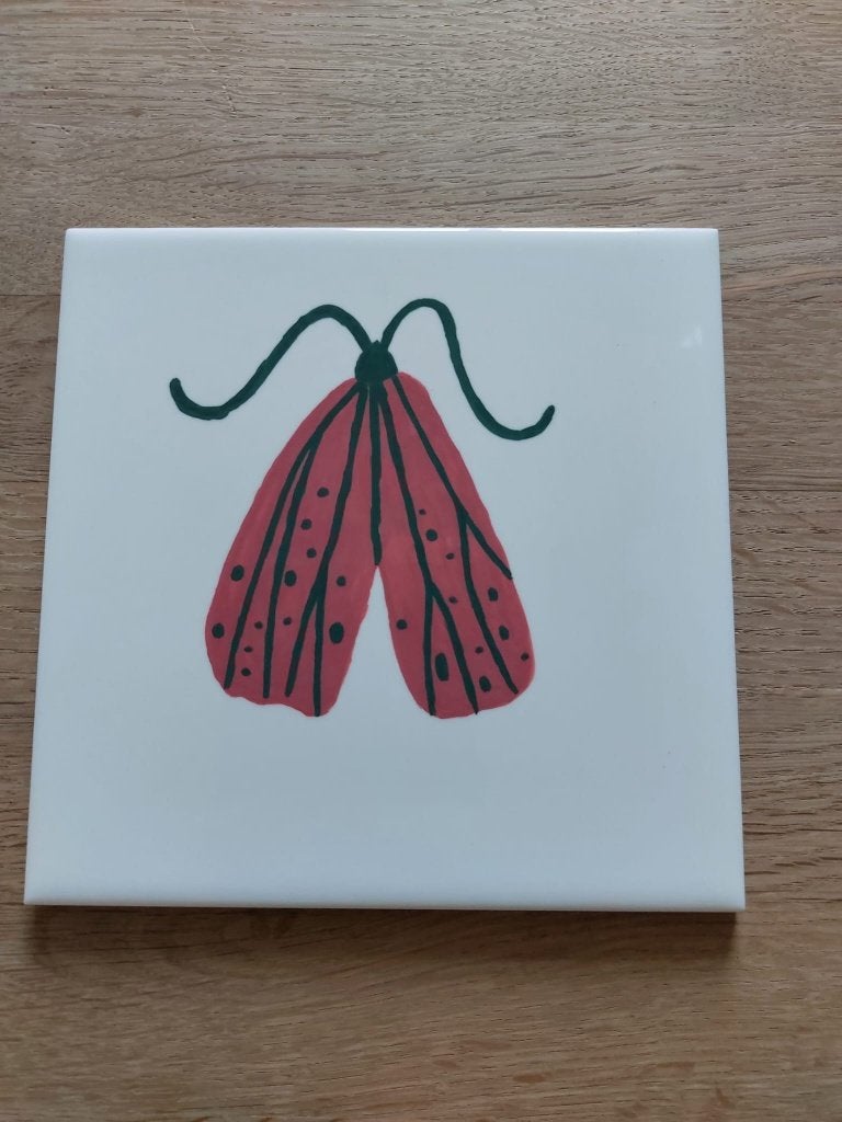 Handgeschilderde tegel vlinder, Ophalen of Verzenden