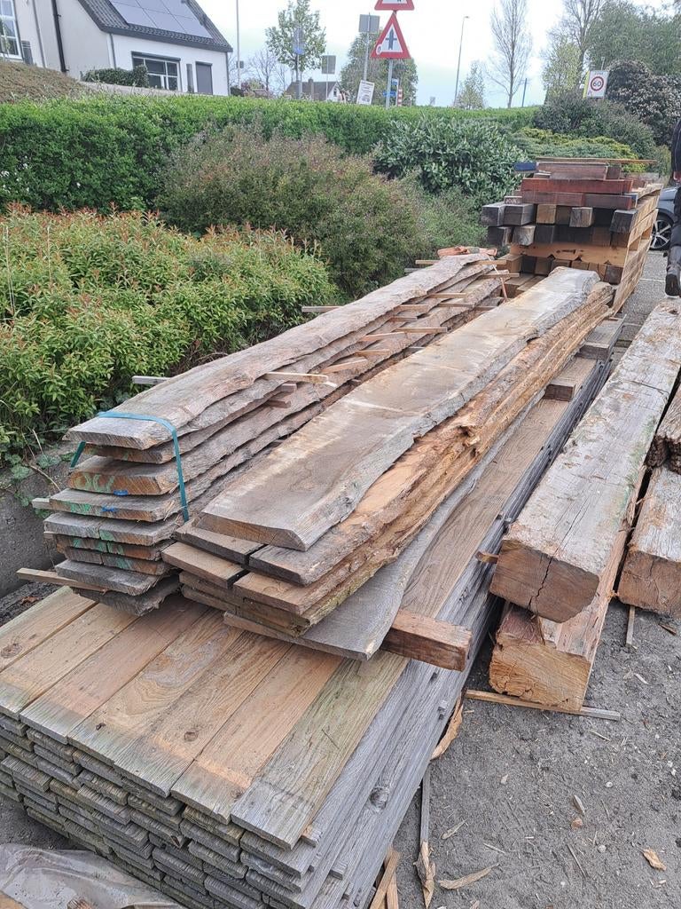 Eiken stammen 4 meter lang, Doe-het-zelf en Verbouw, Eiken, Ophalen of Verzenden, Plank, 50 mm of meer