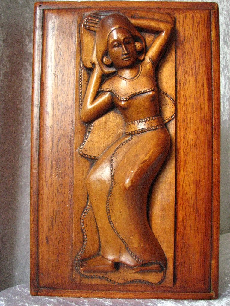 Prachtige Antieke Art Deco Kist van Hout uit het oude Indië, Verzenden, Art deco, Handgemaakt, 20 - 50 cm