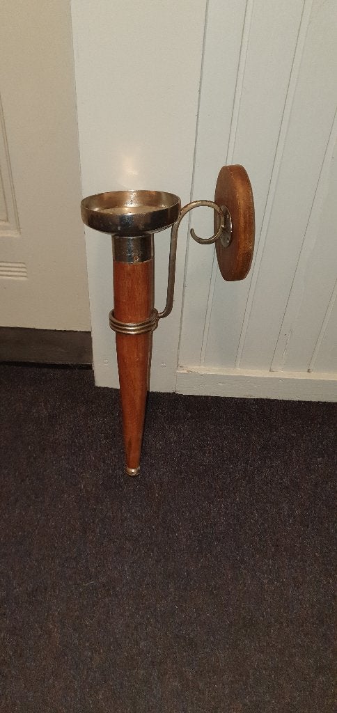 Te koop hout met ijzeren houder kaarsen stander 50 cm lang, Huis en Inrichting, Meerkleurig, Overige merken, Ophalen of Verzenden