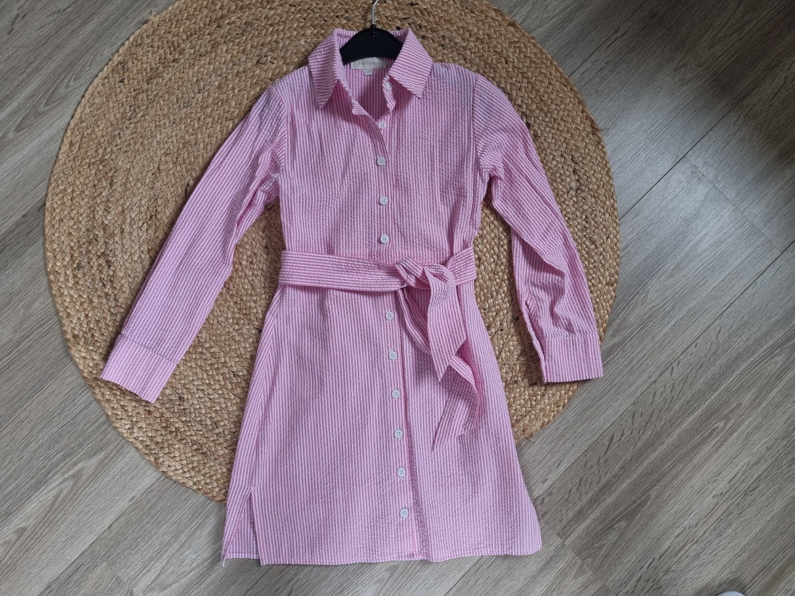 Roze wit gestreepte blousejurk zomerjurkje Port Lavande 128, Kinderen en Baby's, Meisje, Port lavande, Ophalen of Verzenden, Zo goed als nieuw