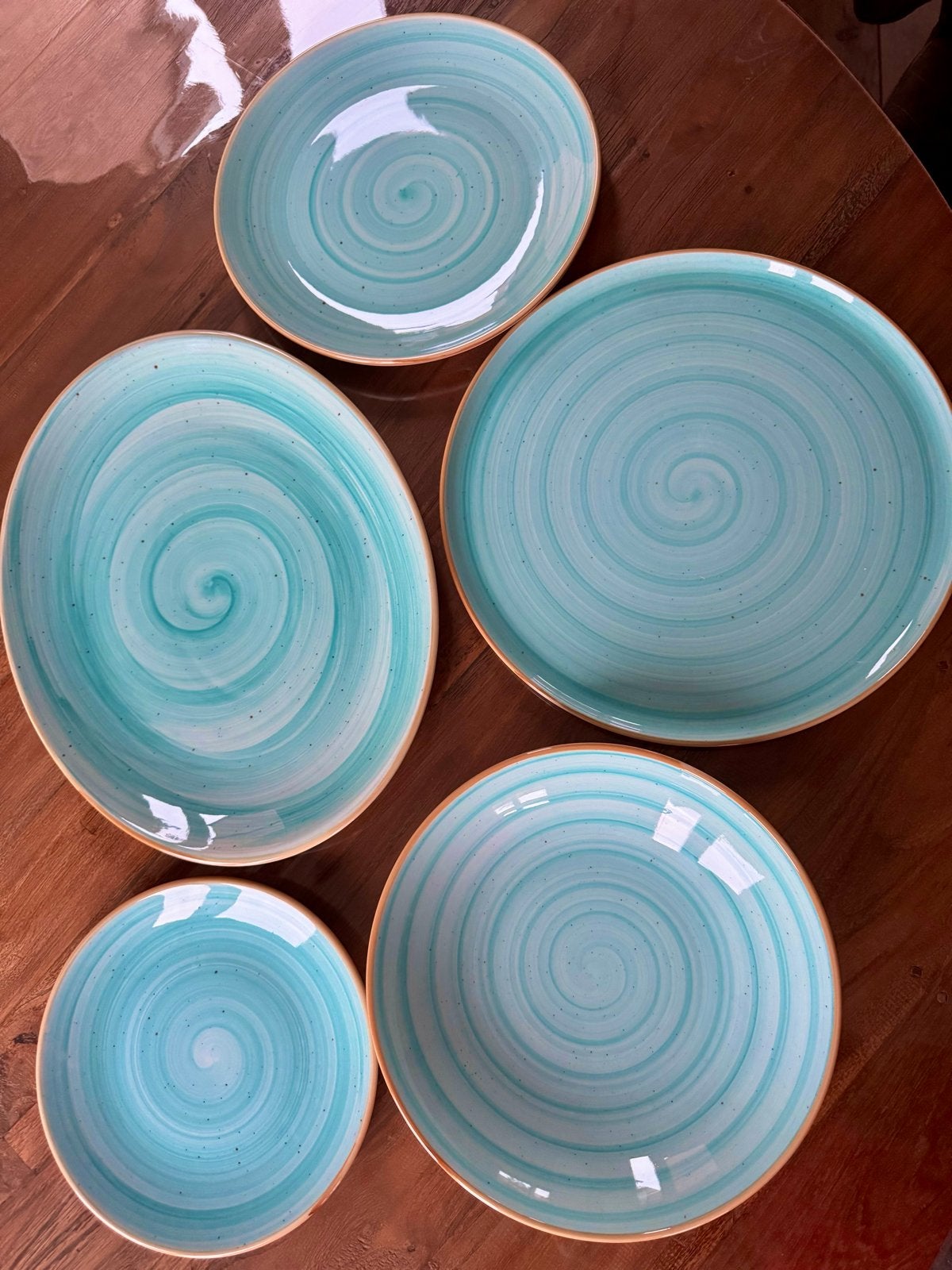 Nieuw Bonna Servies: Blauw/Bruin Gouden Randje - 5 Delen, Huis en Inrichting, Ophalen, Overige merken, Nieuw, Bord(en)
