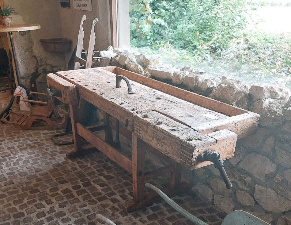 grote robuuste werkbank   oude houten werkbank, Ophalen