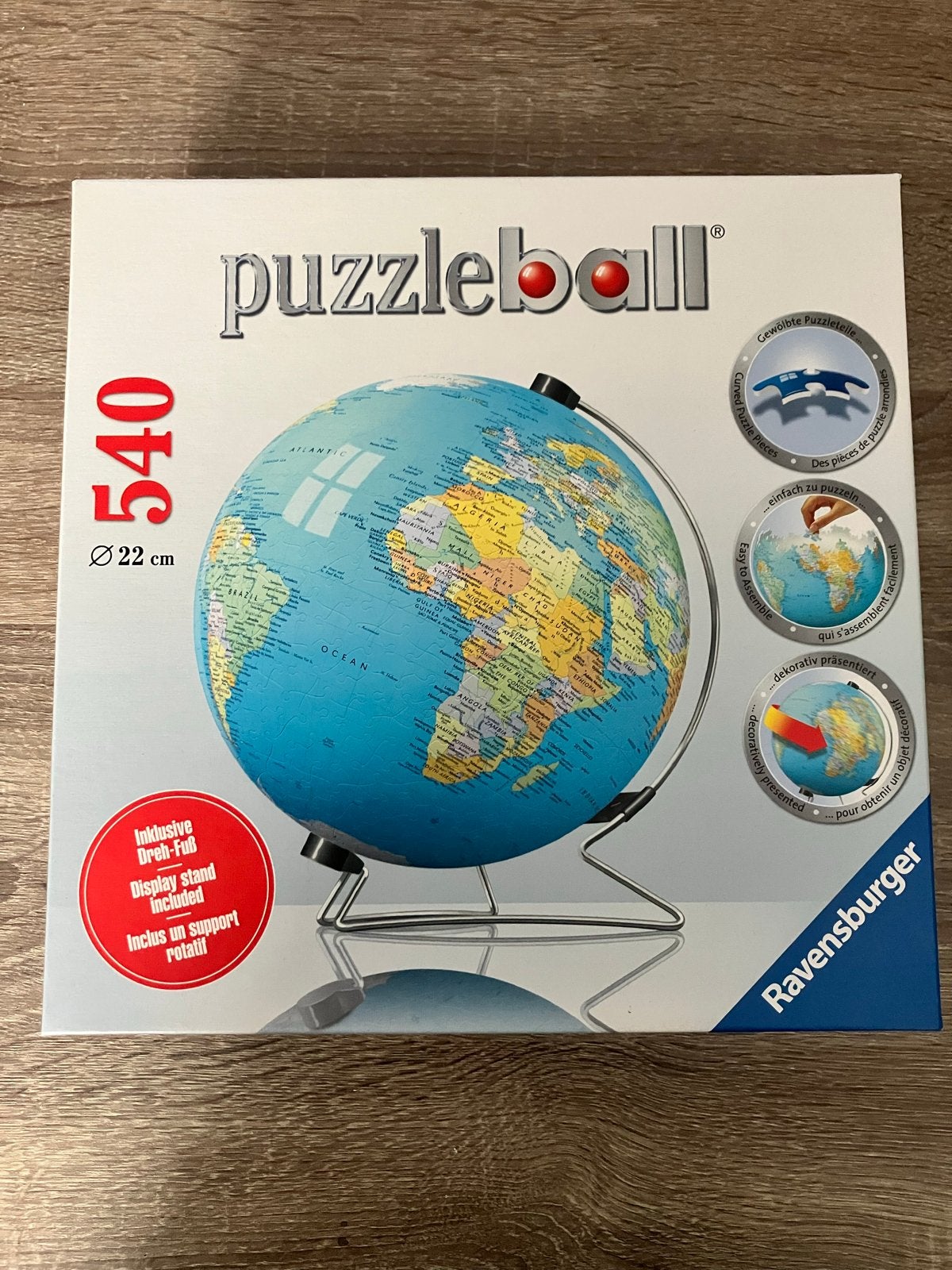 Ravensburger Puzzleball Wereldbol 540 stukjes, Ophalen of Verzenden, 500 t/m 1500 stukjes, Zo goed als nieuw, Rubik's of 3D-puzzel