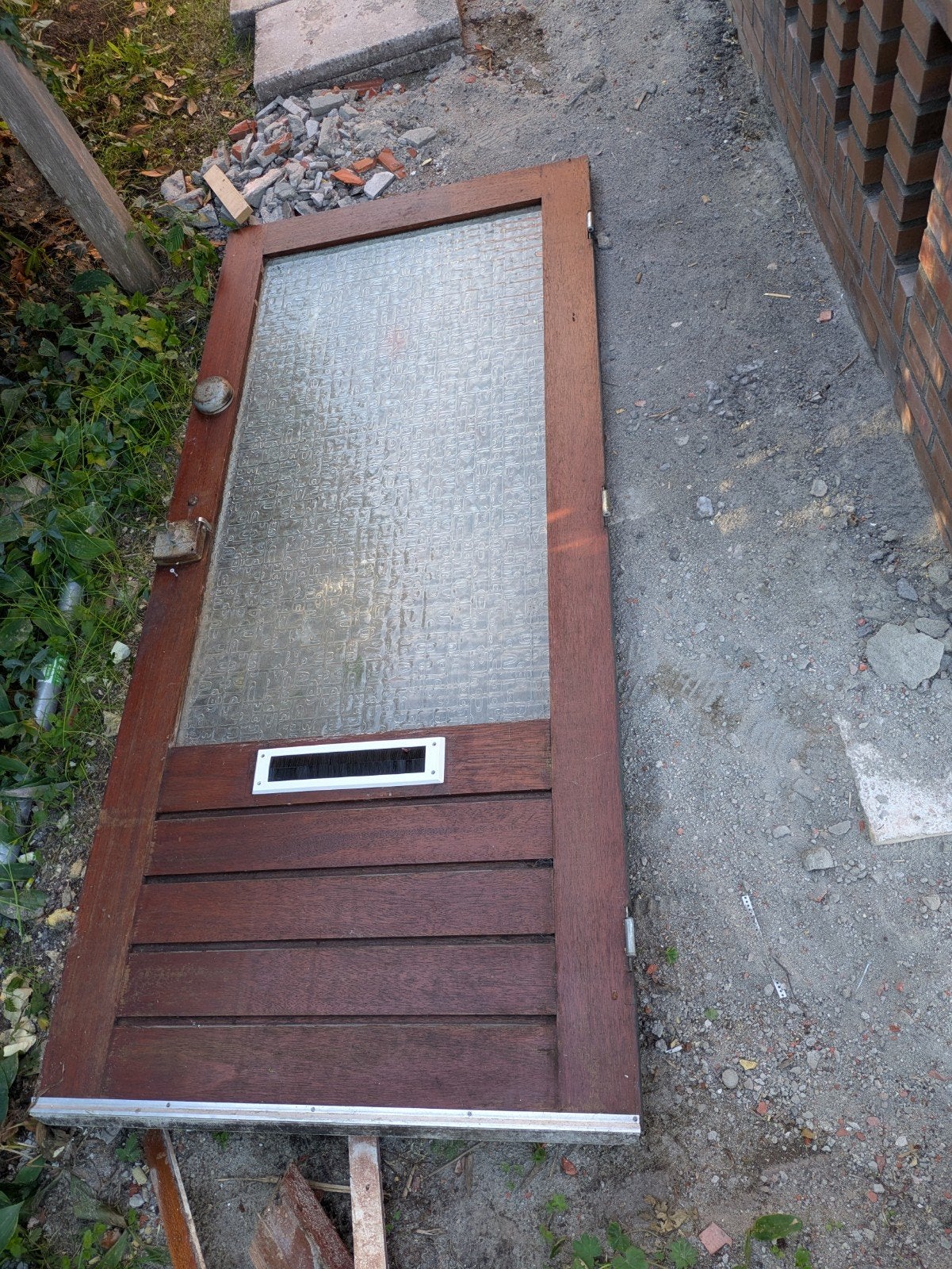 Oude voordeur met geel glas - gratis af te halen, Ophalen of Verzenden