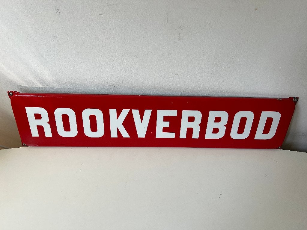 Emaille Bord ROOKVERBOD Oud ijzer Anti Roken Rookbeleid, Verzamelen, Reclamebord, Gebruikt, Stichting WeWillenJeWaarschuwen, Ophalen of Verzenden