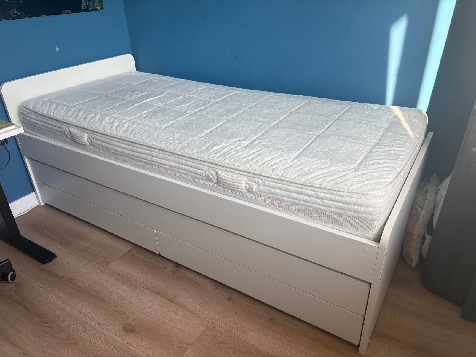 1 en 2-persoonsbed Slakt Ikea wit met lades jongen en meisje, Ophalen, Verstelbaar, 90 cm, Eenpersoons