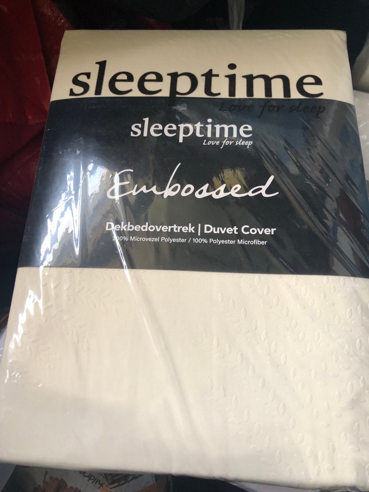 Sleeptime Embossed Dekbedovertrek - Wit - 200x220 cm, Instopstrook, Wit, Dekbedovertrek, Ophalen of Verzenden