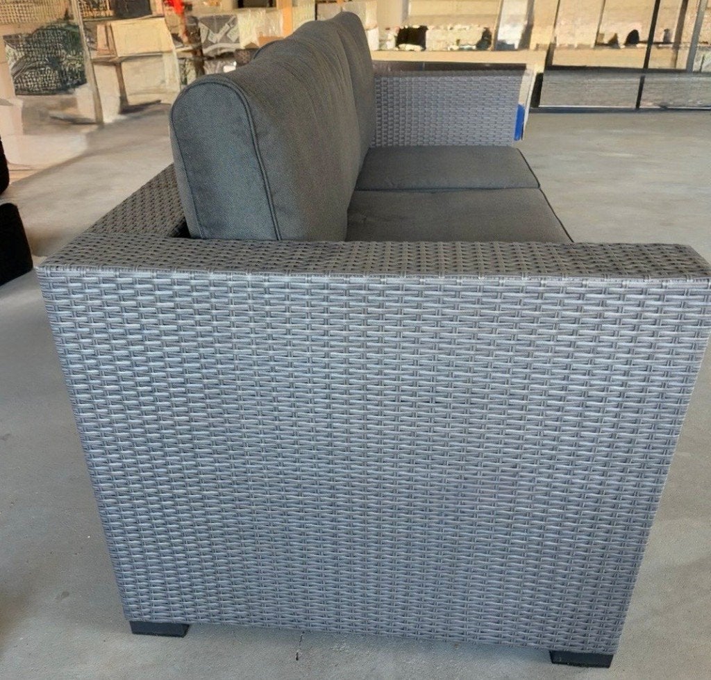 Forza Wicker 3-zits loungebank antraciet, Tuin en Terras, Tuinbanken, Ophalen, Zo goed als nieuw, Wicker