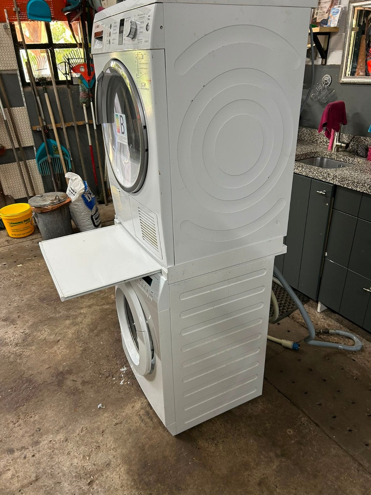 ZGAN AEG wasmachine met Bosch AvantiXX 8 WTE wasdroger., 6 tot 8 kg, Ophalen, Gebruikt, 85 tot 90 cm