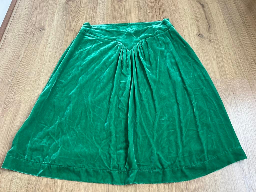 Noon groen fluweel velvet velours rokje zijde viscose 42, Maat 42/44 (L), Ophalen of Verzenden, Zo goed als nieuw, Knielengte