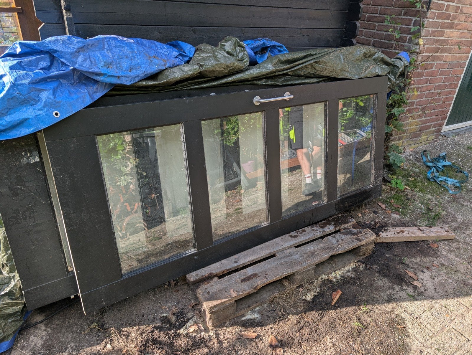 Zwarte Binnendeur met Glaspanelen, Doe-het-zelf en Verbouw, Ophalen, Gebruikt, 80 tot 100 cm, Binnendeur