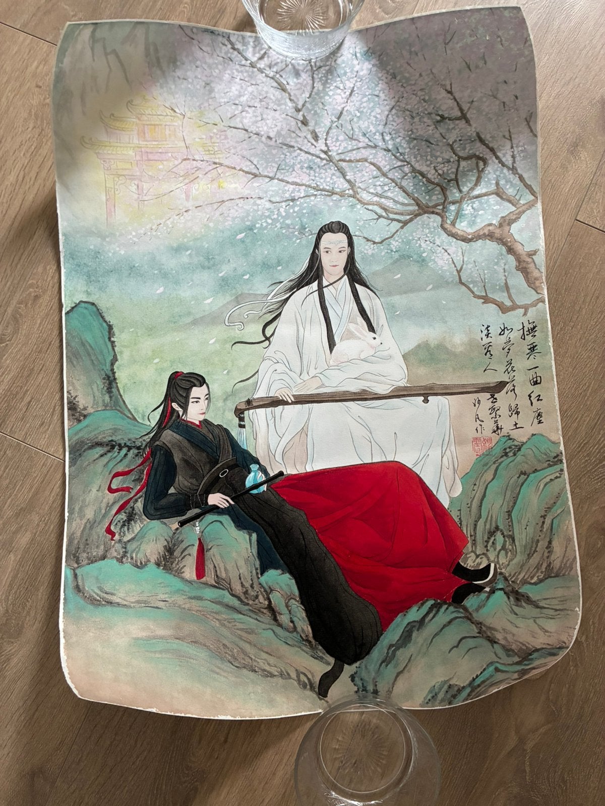 Chinese schilderij, 2 mannen, gesigneerd, Ophalen