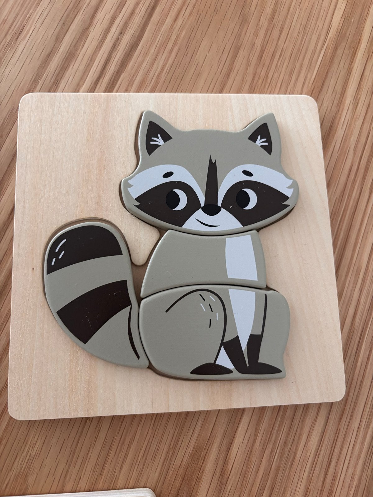 Houten Dieren Puzzels (Wasbeer, Tijger, Zeepaard), 2 tot 4 jaar, Ophalen of Verzenden, Zo goed als nieuw, Van hout
