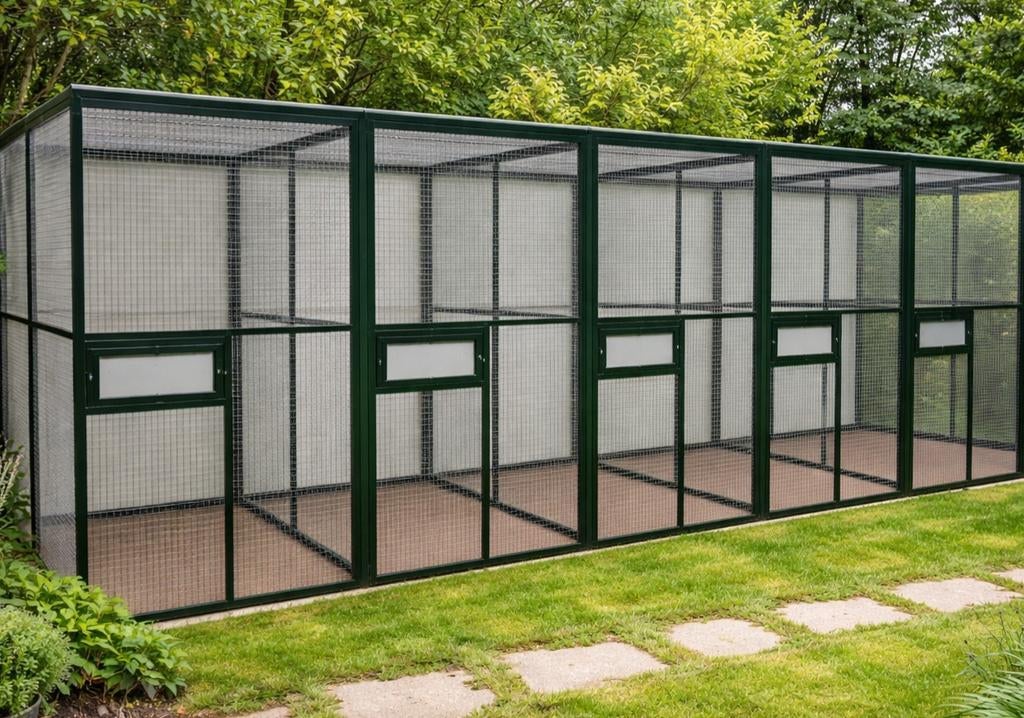 Groen aluminium volieres, Dieren en Toebehoren, Vogels | Hokken en Kooien, Ophalen, Zo goed als nieuw, Aluminium, Volière