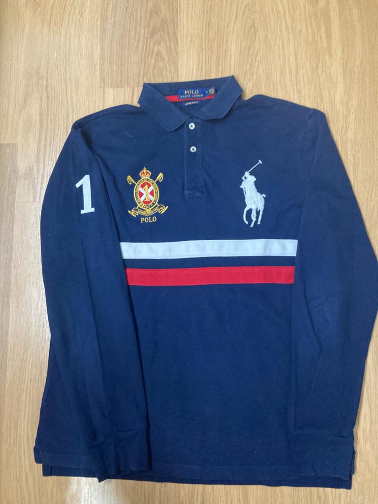 Ralph Lauren Rugbypolo -M- Custom Slim Fit - Navy - Big Pony, Kleding | Heren, Polo's, Ralph Lauren, Ophalen of Verzenden, Zo goed als nieuw