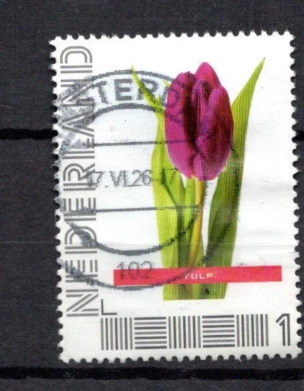 gestempelde zegel. Persoonlijke: Tulp. uit vel van 3, Ophalen of Verzenden, Na 1940, Gestempeld