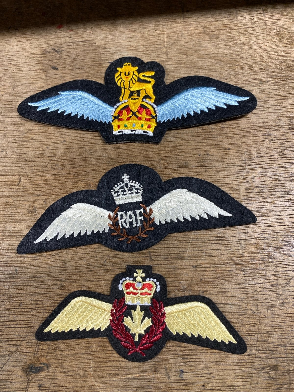 Set 3 emblemen: RAF, Royal Airforce, Canada, samen 10,50, F, F, Ophalen of Verzenden, Luchtmacht
