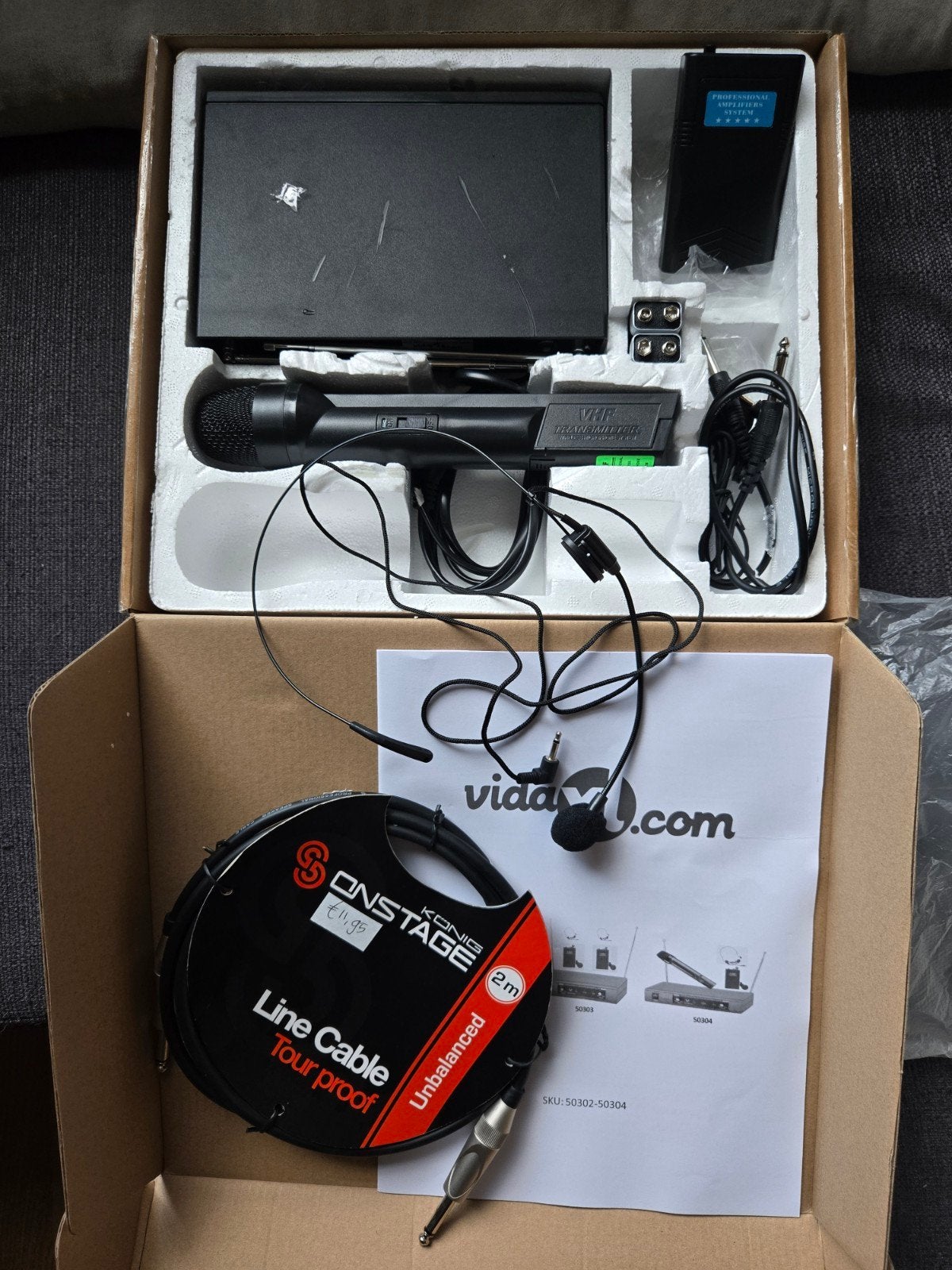 VidaXL VHF Draadloze Microfoon Headset Combi Set, Ophalen of Verzenden, Gebruikt, Overige typen, Draadloos